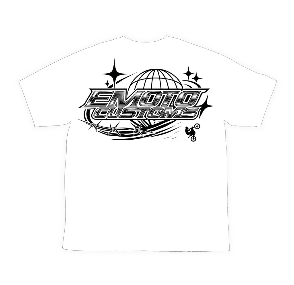 White "EMOTOCUSTOMS" Tee Shirt