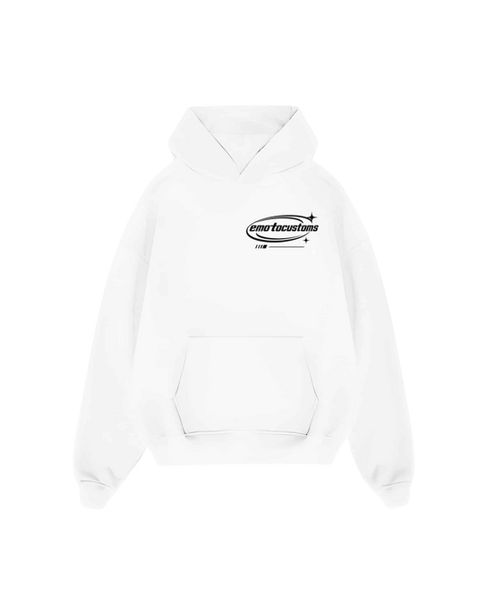 White "EMOTOCUSTOMS" Hoodie