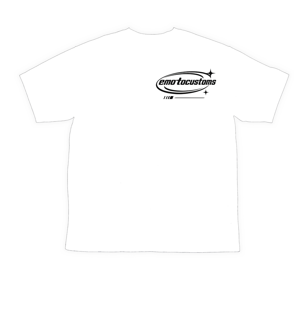 White "EMOTOCUSTOMS" Tee Shirt